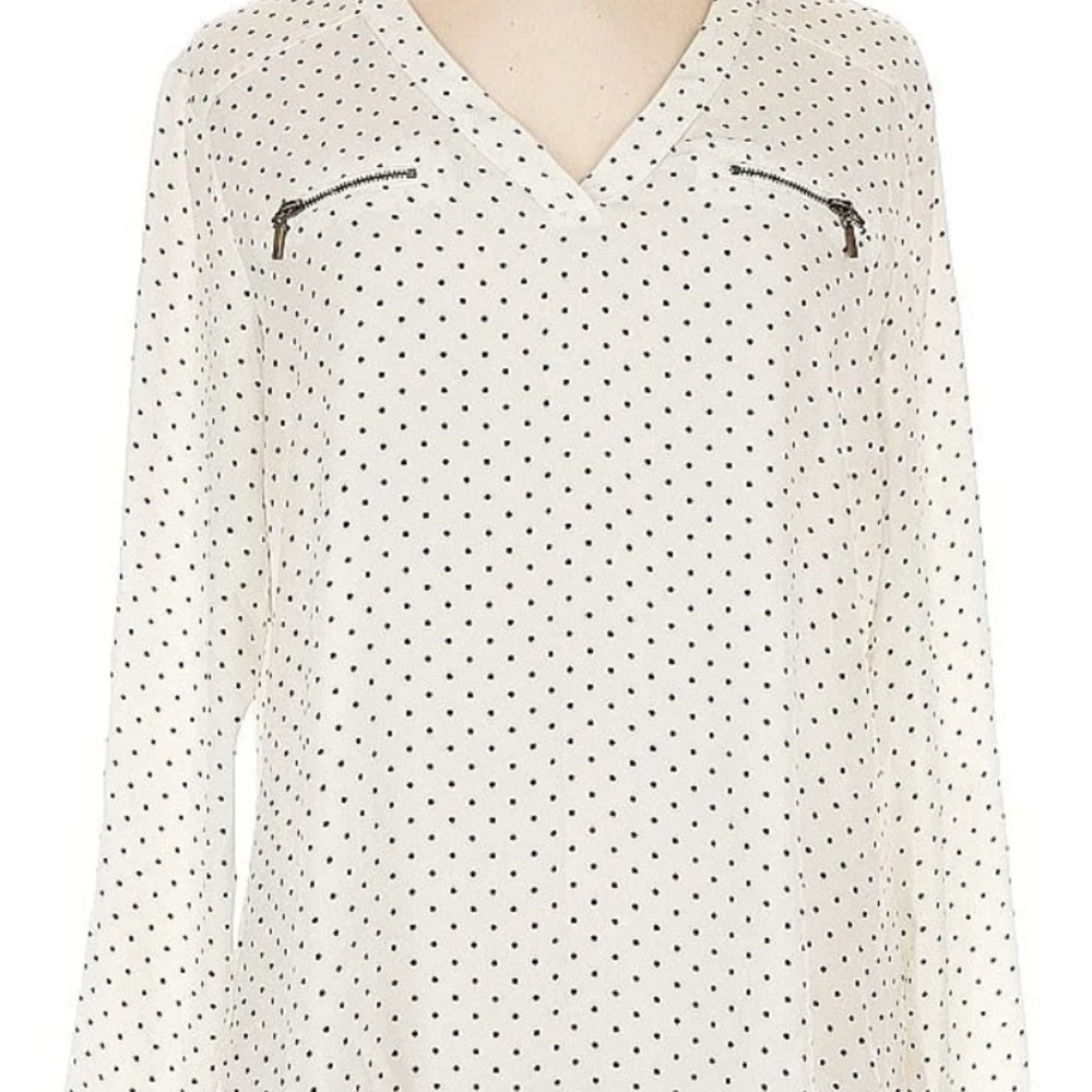 Maurices White Polka Dot Blouse